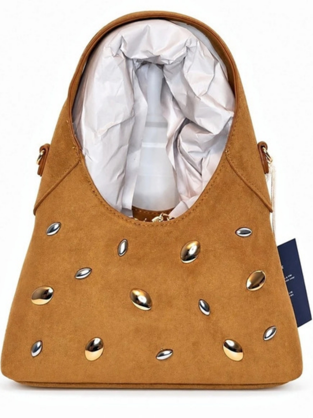 Universal Thread Faux Suede Mini Studded Slouchy Chain Handbag Brown